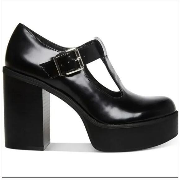 Steve Madden Roony Platform Mary Jane Heels 9 Black NWT 90s Y2K Whimsi Goth - Picture 2 of 7
